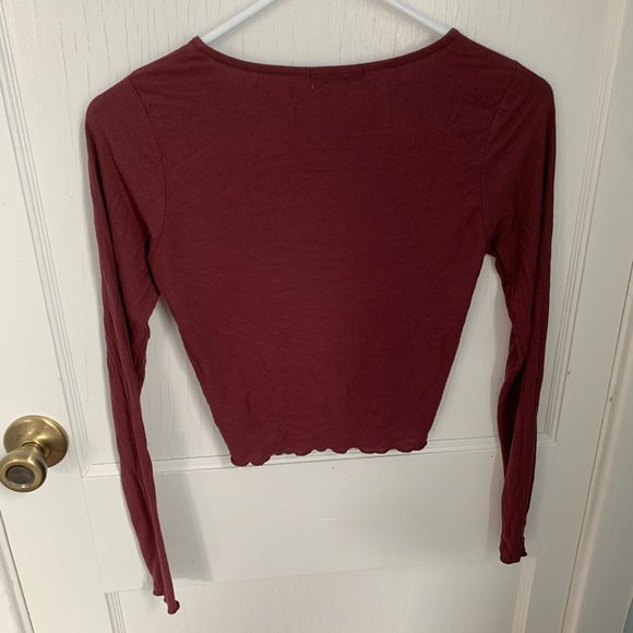 Maroon Cropped Rouched Top - Picture 2 of 5